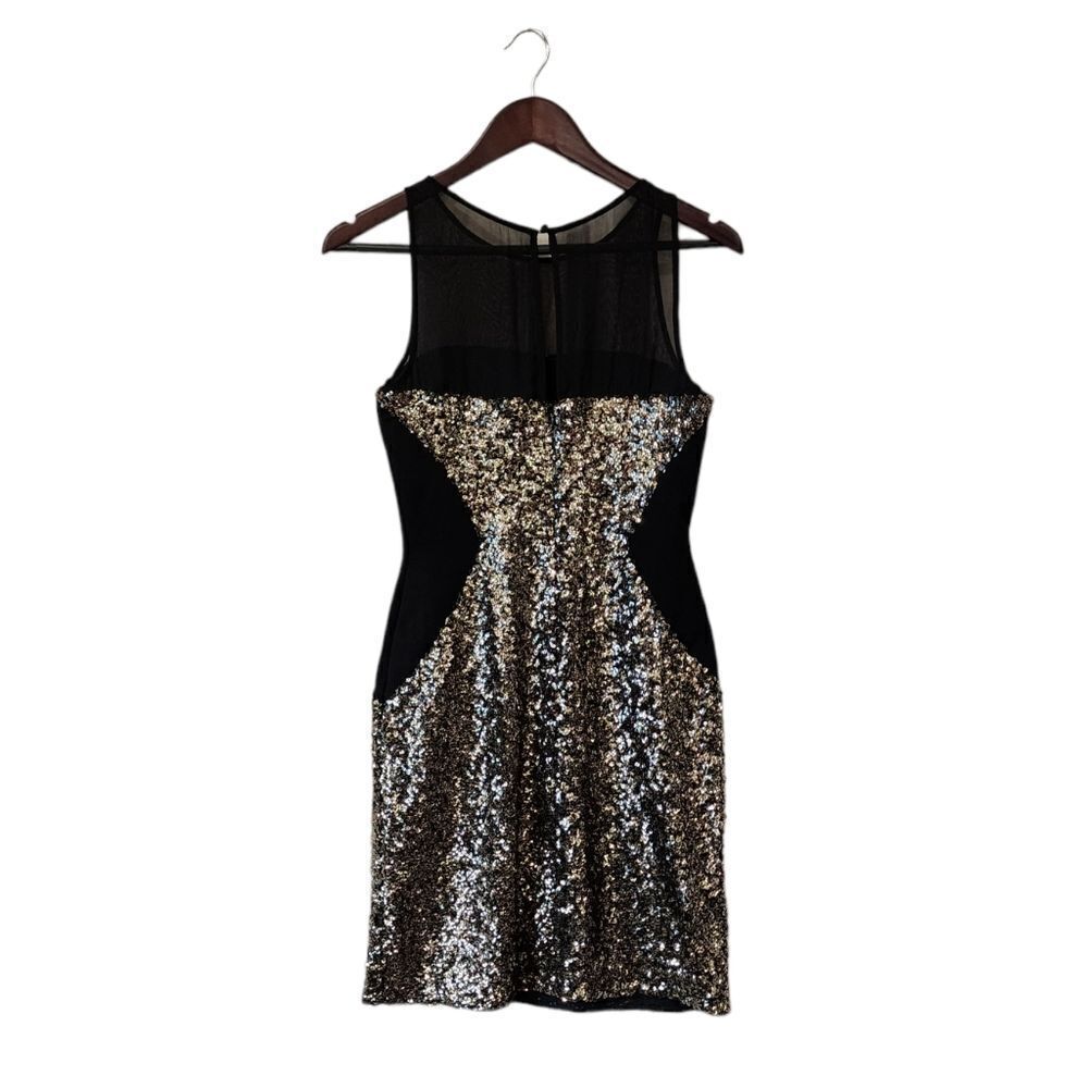 Aidan Mattox Black With Good Sequin Illusion Dress - image 3